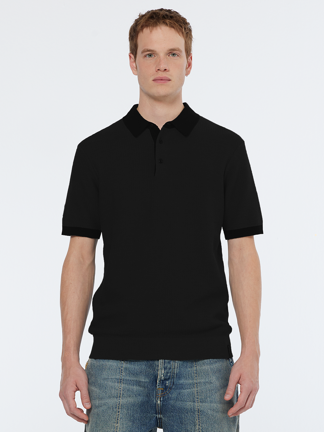SCOTCH&SODA STRUCTURED KNITTED SOLID POLO
