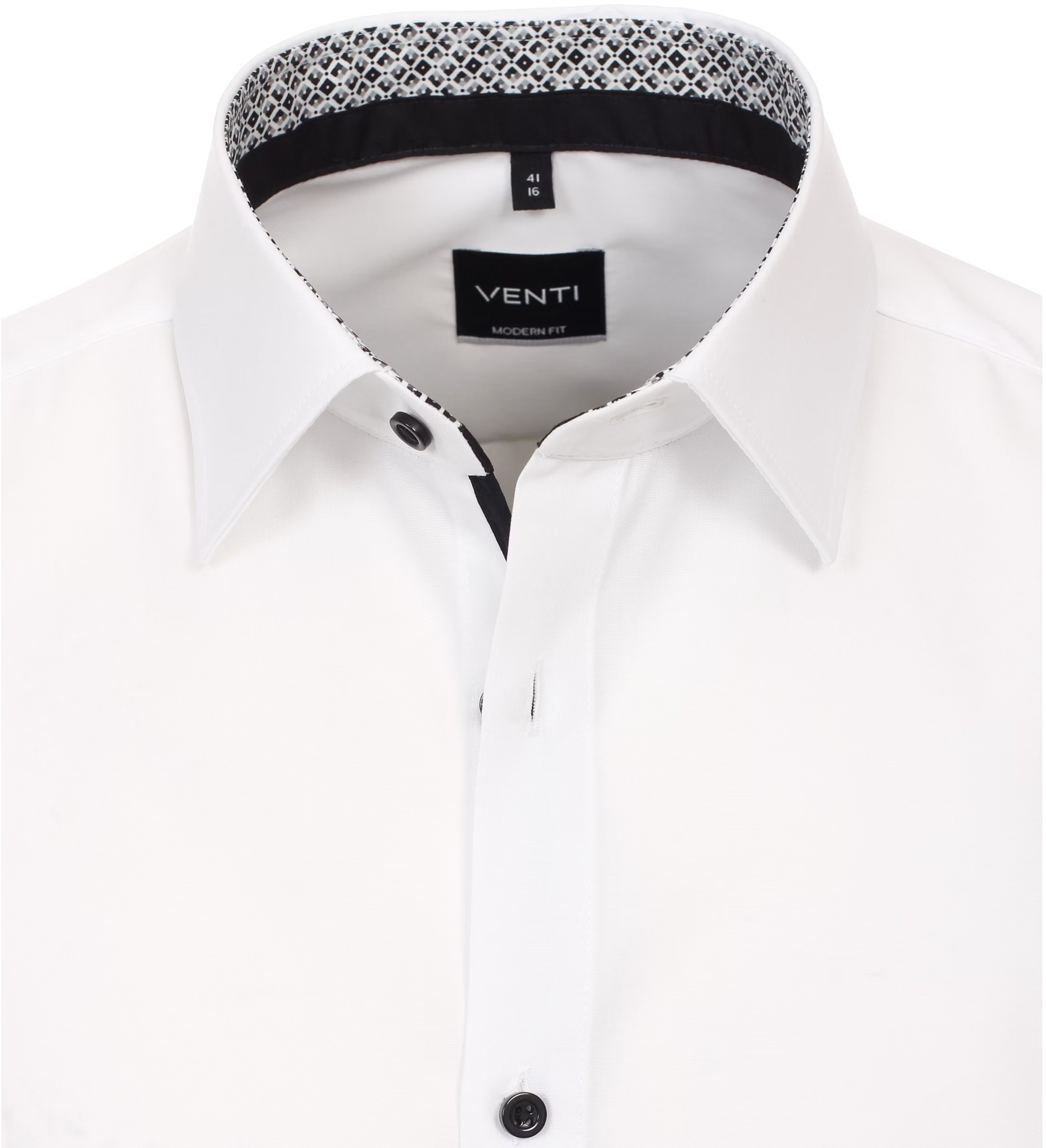 VENTI SHIRT BRIGHT WHITE WITH BLACK BUTTONS